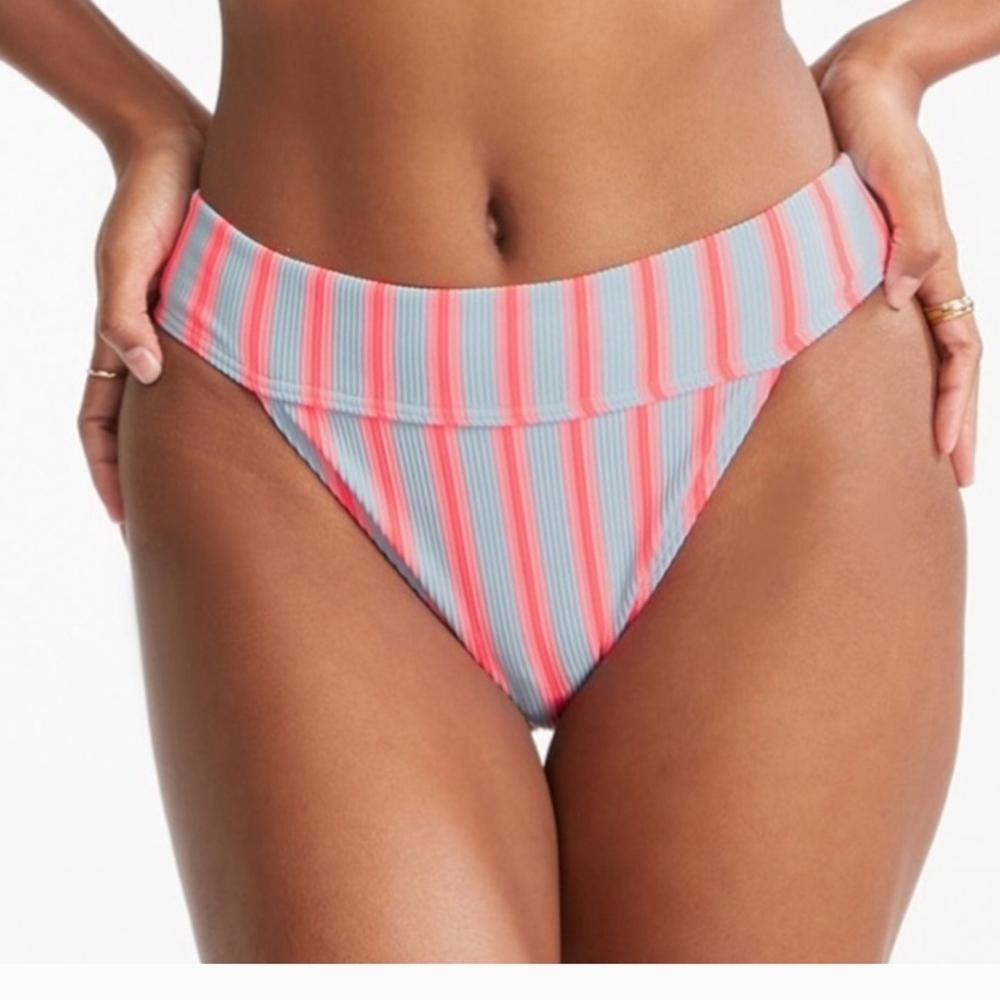 Billabong Pink Blue Striped Bikini Bottom
